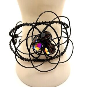 Steampunk Wire Beaded Cuff Bracelet  Artsy Avant Garde Kris Lanae Creative Co-op
